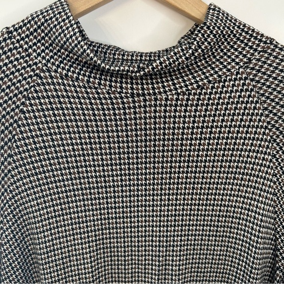Lou & Grey for LOFT Black, Brown Houndstooth Mock Neck Top & Ponte Leggings Sz M - Picture 5 of 14